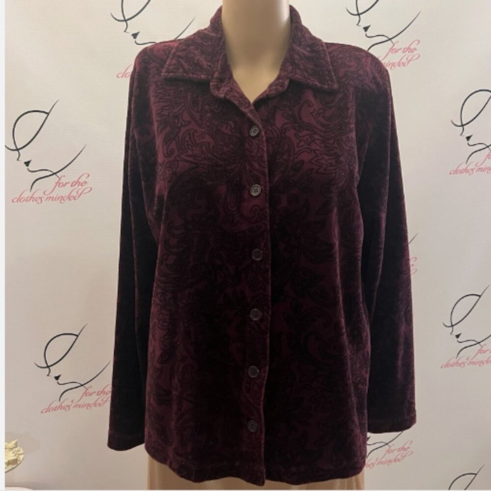 Cappagallo. Size Medium. Shacket. Jacket Shirt. Purple Velour Cotton. B127